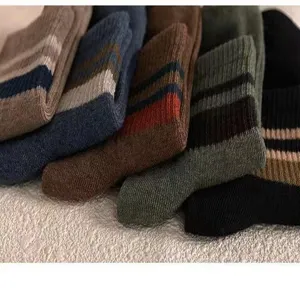 Men cotton crew socks casual vintage striped breathable athletic daily wear comfortable socks