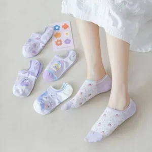 Women's Cute Cartoon Print Casual Boat Socks Summer Thin Invisible Low Cut Short Socks