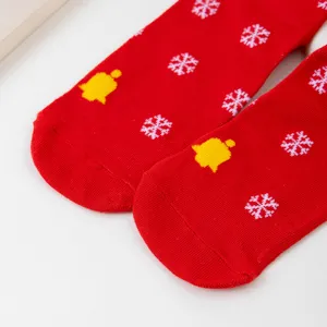 Christmas snowflake bell red cotton mid-tube women socks autumn winter festival wear