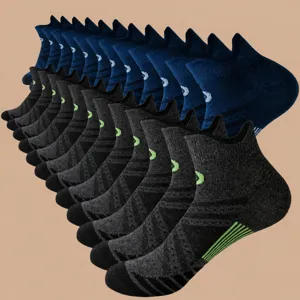 24 pairs athletic running socks with tab ankle protection, breathable mesh design, unisex.