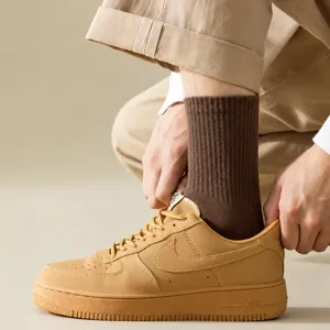 Men solid color cotton mid tube socks autumn winter casual Japanese style long socks