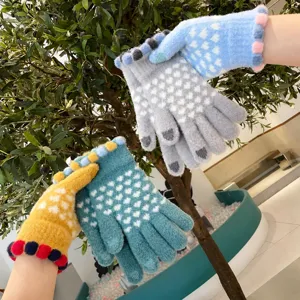 Winter Women Thermal Thickened Touch Screen Gloves Cute Plush Lined Cold Weather Cycling Warm Gloves
