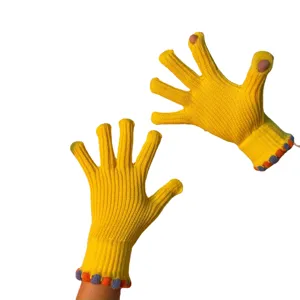 Korean style cute candy cuff touchscreen fingerless knit gloves for winter warm women