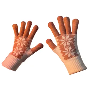 Gants en tricot chaud d'hiver pour femmes, joli motif de flocon de neige, fonction tactile.