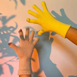Guanti Invernali Caldi in Maglia Touch Screen per Donna Tinta Unita Dita Intere Senza Dita Convertibile Termico Elastico Mittens