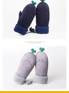 Cute winter warm gloves fleece lined thick plush mittens for women student daily cycling outdoor