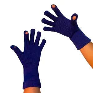 Donne inverno caldo colore unito guanti a maglia dita aperte blu stile lungo caldo.