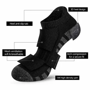 Heren sport compressie hardloop sokken ademend mesh met 3D hiel ondersteuning design.