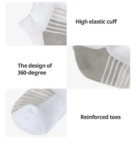Low-cut athletic socks with high elastic cuffs, 360-degree design, and reinforced toes for run.