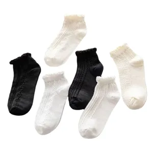 Japanese sweet style women socks lace frilly short socks cute black white lolita jk socks