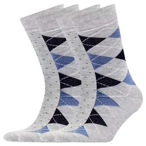 Herren Argyle Business Wadenstrümpfe grau blau Baumwolle lange Socken Detailansicht
