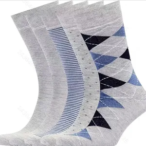 Herren Business Socken Baumwollmischung Argyle Gestreift Gepunktet Wadenhohe Lange Sokan Britischer Stil