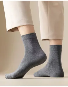 Grey mid-calf socks detail shot, premium soft cotton everyday comfort wear for men.