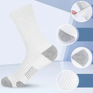 Men's White Sports Mid-Calf Socks Elastic Athletic Basketball Socks Spring Summer Breathable