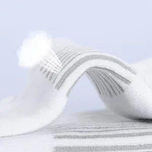 Men white athletic sports socks breathable cotton elastic ribbed mid-tube socks spring summer