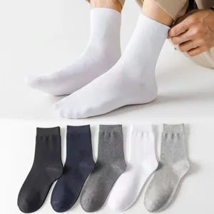 Men's Solid Color Casual Business Mid-Tube Socks Breathable Sweat-Absorbing Cotton Socks Four Seasons Daily Wear