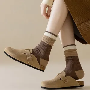 Women autumn winter slouch socks brown Maillard style mid calf socks casual footwear set