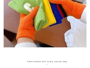 Süßigkeitenfarbene Strickhandschuhe für Damen Winter warme fünf Finger Wolle Handschuhe.