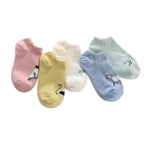 Women cute cartoon cat low-cut boat socks breathable cotton short socks summer pack