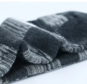 Close-up detail of men's retro striped mid-calf socks showing fine knit texture and quality fabric.