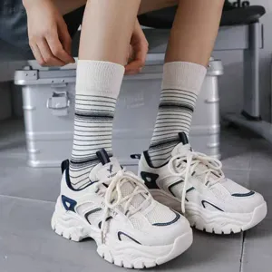 Unisex Striped Crew Socks Cotton Breathable Casual Fashion Long Tube Socks For Men And Women Spring Summer