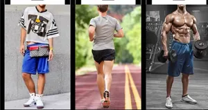 Vista detallada de ropa deportiva para hombres y calcetines deportivos en varios escenarios de entrenar