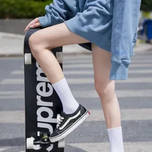 Unisex white crew socks casual sports fashion street style comfortable cotton daily wear pairs