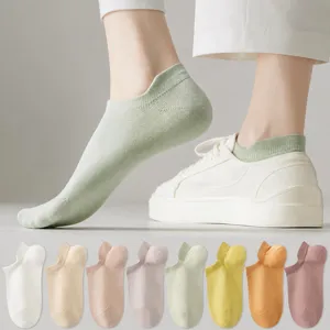 Women's Solid Color Short Boat Socks Casual Candy Color Breathable Polyester Ankle Socks Sweat Absorbent Daily Wear Footwear