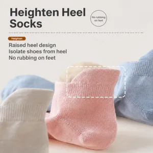 Solid color low cut cotton socks with extended heel tab for women spring and summer wear fashion