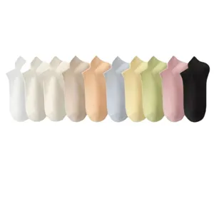 Women solid color low cut boat socks candy colors spring summer heel protection short socks