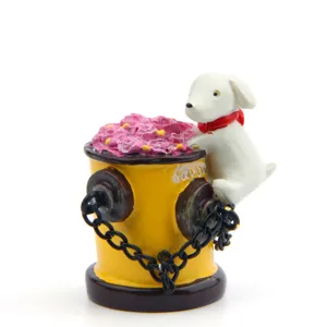 Harz Welpe Auf Hydrant Figur Für Mikrolandschaft Gartenarbeit Dekoration Sukkulenten Topf Ornament Desktop Dekor Requisite