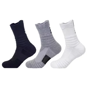 Calcetines deportivos de baloncesto hombre suela felpa gruesa correr entrenamiento 3 par