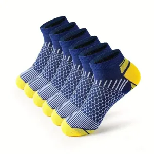 Men's athletic sports short socks with breathable honeycomb mesh and arch support.
