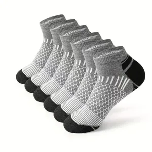 Men athletic sports ankle socks breathable mesh running socks grey black pack of 6 pairs