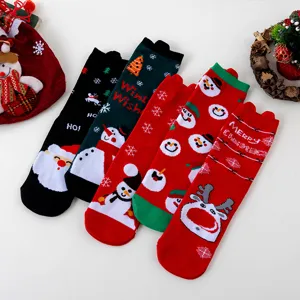 Christmas socks mid-tube winter cotton snowman elk festive holiday footwear gift pairs