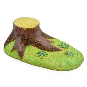 Dessin Animé Souche d'Arbre Résine Miniature Figurine Mousse Terrarium Micro Paysage Décor Jardin Artisanat Fée Jardin Décoration Table Ornement Cadeau