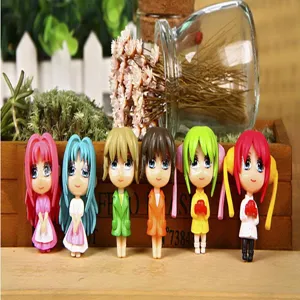 6-pack cute anime girl keychain figures set mini cartoon character pendants for bags