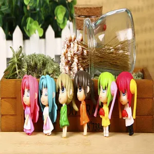 6-pack cute anime cartoon girl keychain set miniature PVC figurines bag backpack pendant accessories