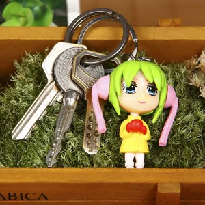 Cute anime girl keychain keyring pendant, creative cartoon character bag charm accessory.