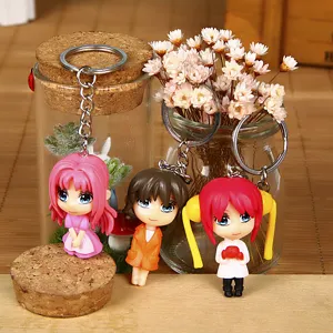 Cute anime chibi character keychains, lovely cartoon girl keychain bag pendant accessories.
