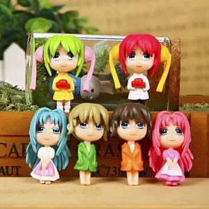 Set of 6 cute cartoon anime girl keychains, creative bag pendants and accessories.