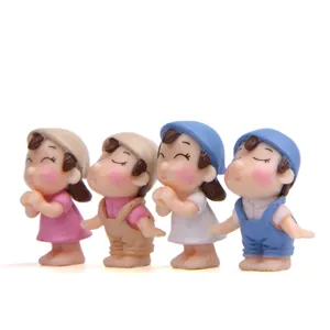 Leuke miniatuur koppel beeldjes, DIY hars cartoon micro landschap tuin bonsai decor speelgoed