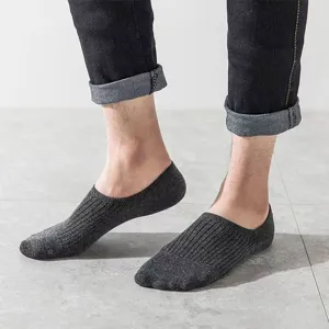 Calzini invisibili tinta unita da uomo, fantasmini in cotone traspirante con silicone.