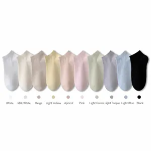 Women summer thin breathable solid low cut socks casual macaron sweet cotton socks set