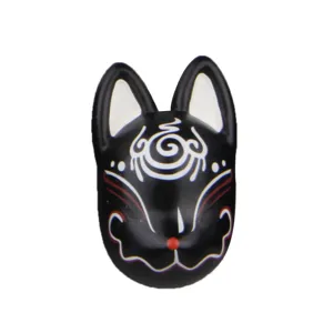 Resin Japanese fox mask charm, black kitsune accessory for fridge magnet or phone case DIY.