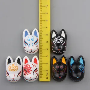 Resin Japanese fox mask fridge magnets set, 3D cute animal design for home decor and phone case.