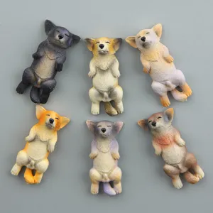 Niedliche schlafende Shiba Inu Harzfiguren, kreativer Kühlschrankmagnet und Handystuhl Deko.