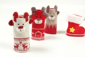 Cute Christmas cartoon cotton mid-tube socks with 3D ears, elk, bear and festive snowflake patterns.