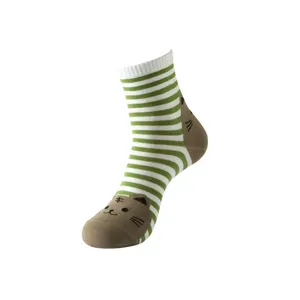 Damen süße Katze gestreifte mittelhohe Baumwollsocken lässige Neuheit Tiersocken
