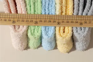 Soft coral fleece fuzzy socks for women, warm candy color winter floor socks, comfortable indoor.